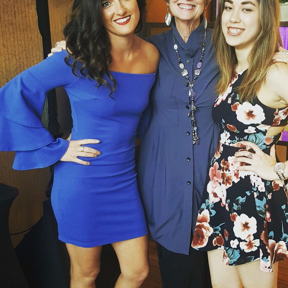 Blue Off the Shoulder Mini Dress